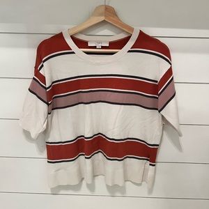 LOFT Purple and Orange Striped Sweater